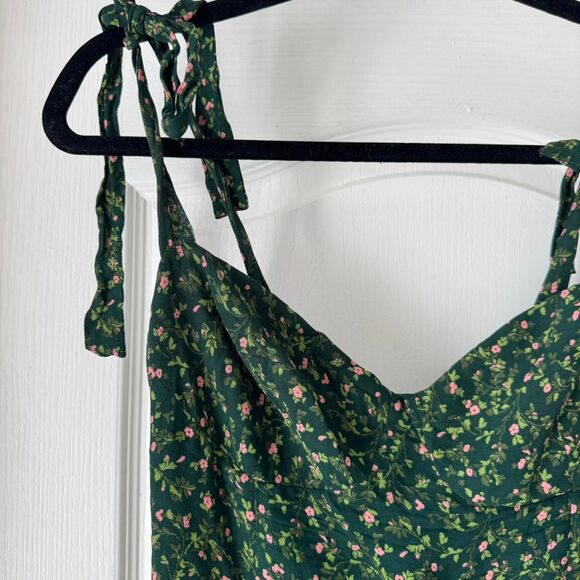 Reformation Green Floral Mini Dress Women’s Size 8 Romantic Cottagecore - Picture 6 of 8